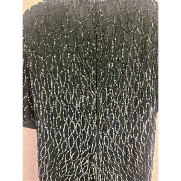 Vintage Scale Women's Dress Silk Sequins Beaded 1X India Gown Formal - Picture 9 of 9